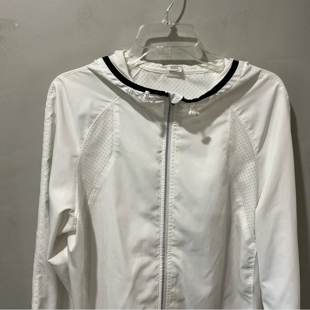 Champion Jacket Mens Size Large White Full Zip Hooded Anorak Windbreaker‎ Rain